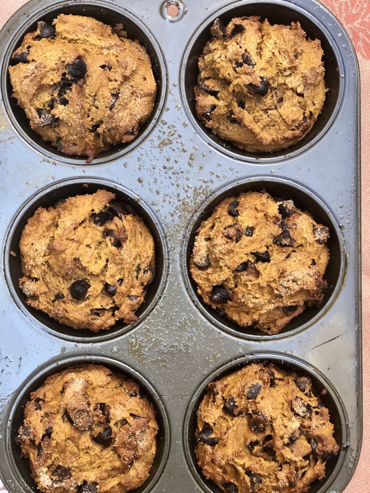 Espresso Chip Pumpkin Muffins in the pan